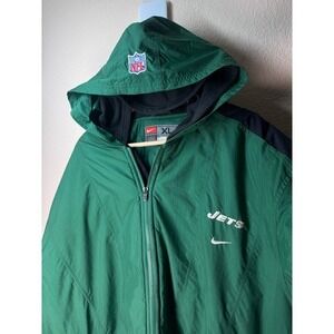 Vintage Nike‎ NFL New York Jets Windbreaker Jacket XL Full Zip Double Hooded